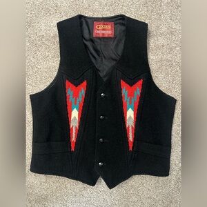 Pioneer Wear Golden Collection Black Wool Chimayo Vest 38